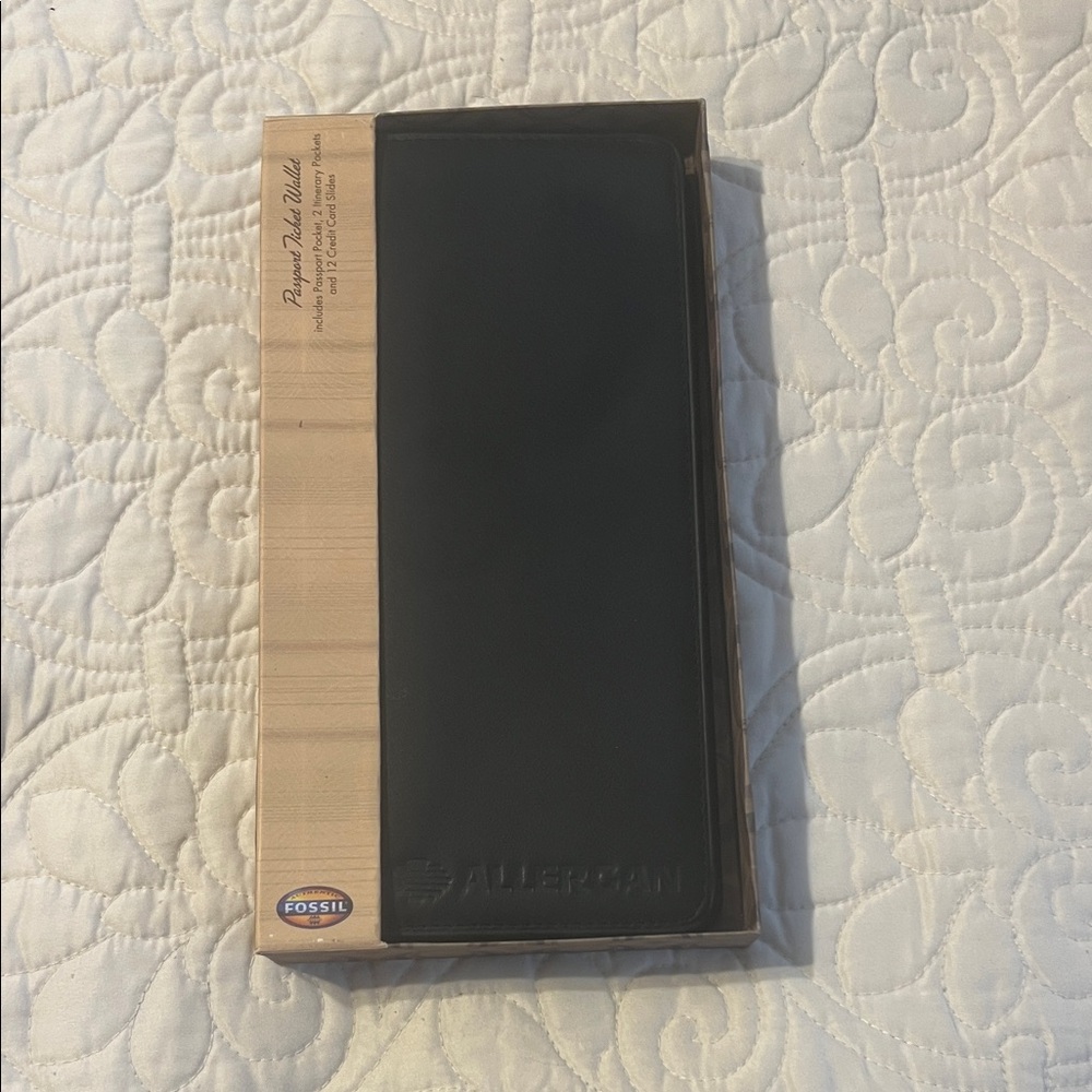 Fossil Black Leather Checkbook Wallet